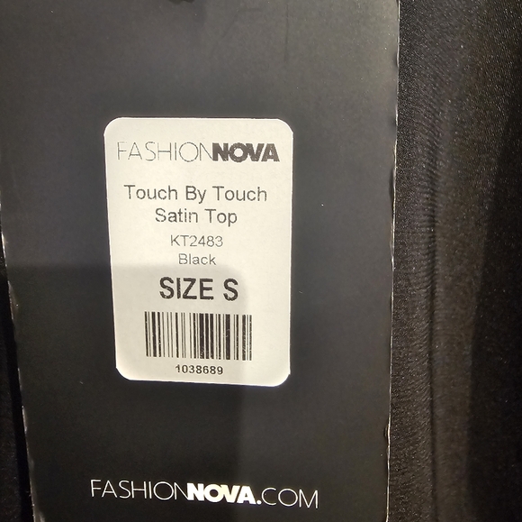 NWT Fashion Nova Small Black Touch By Touch Satin Top - Picture 6 of 6